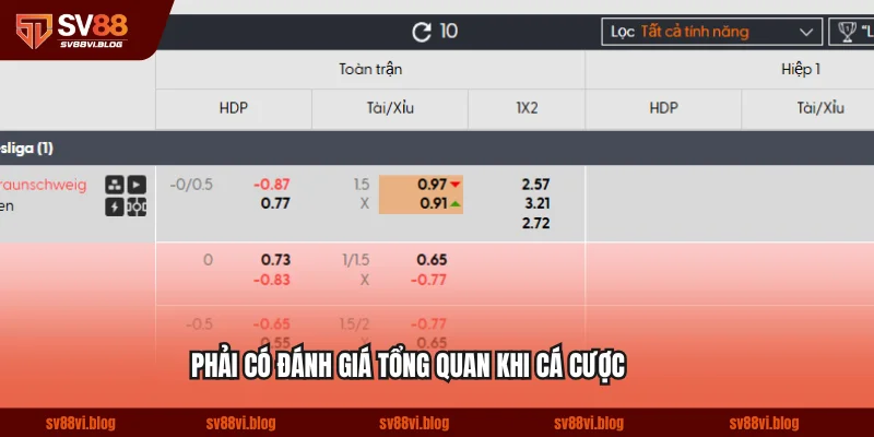 Phải có đánh giá tổng quan khi cá cược