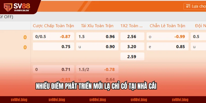 Nhiều điểm phát triển mới lạ chỉ có tại nhà cái