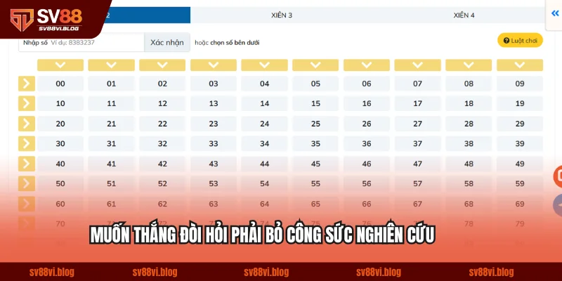 Muốn thắng đòi hỏi phải bỏ công sức nghiên cứu
