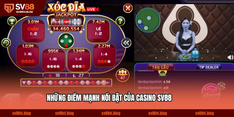 Những điểm mạnh nổi bật của casino SV88
